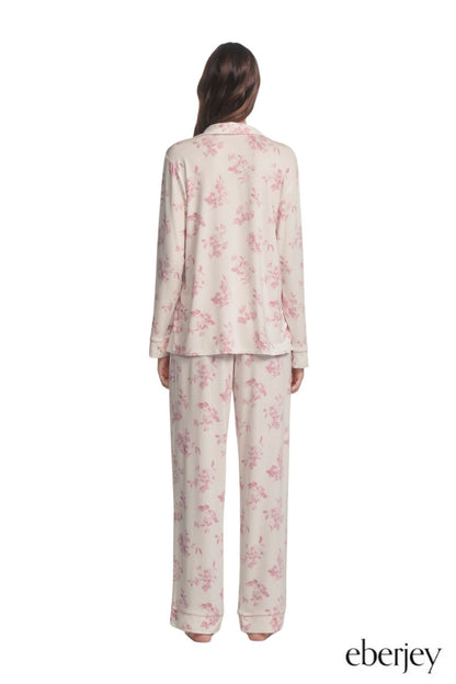 Gisele Printed TENCEL™ Modal Long PJ Set in Rose Garden Pink