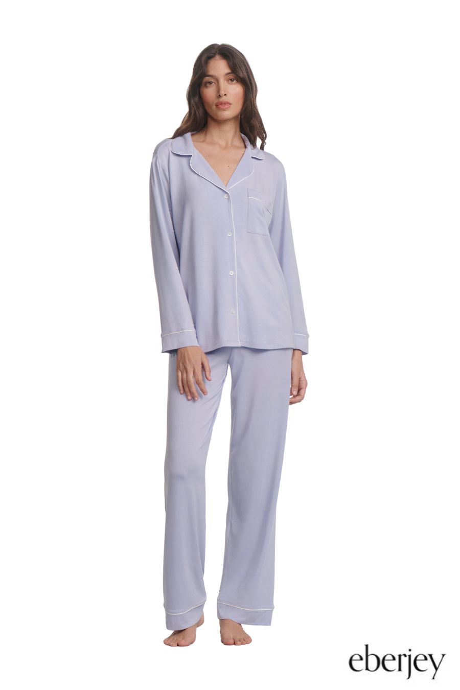 Gisele Long PJ Set in Lavender/Ivory