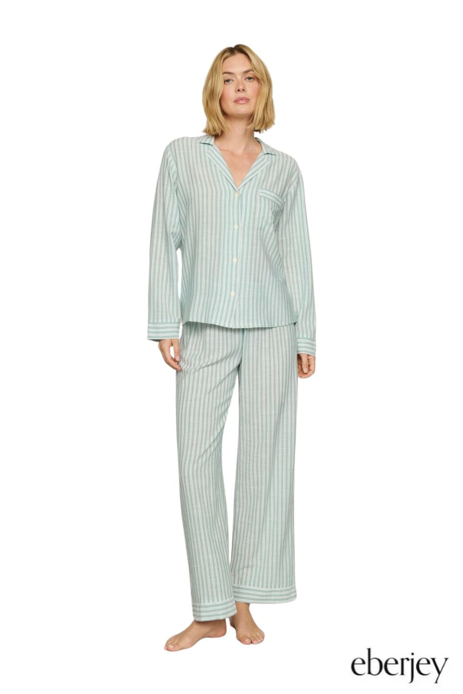 Nautico Long PJ Set in Seagrass/White