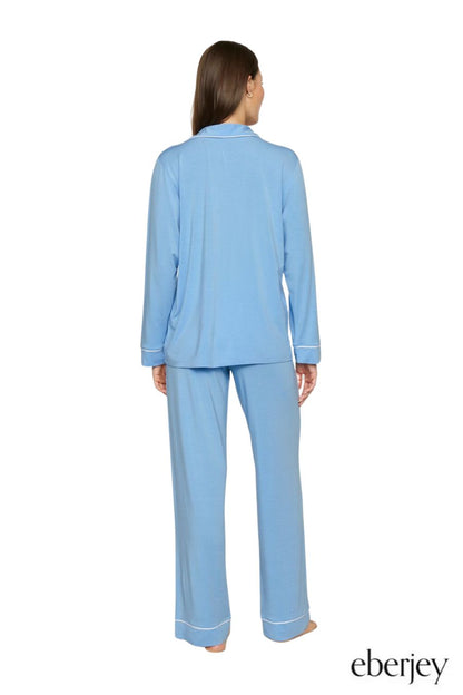 Gisele TENCEL™ Modal Long PJ Set in Summer Blue/White