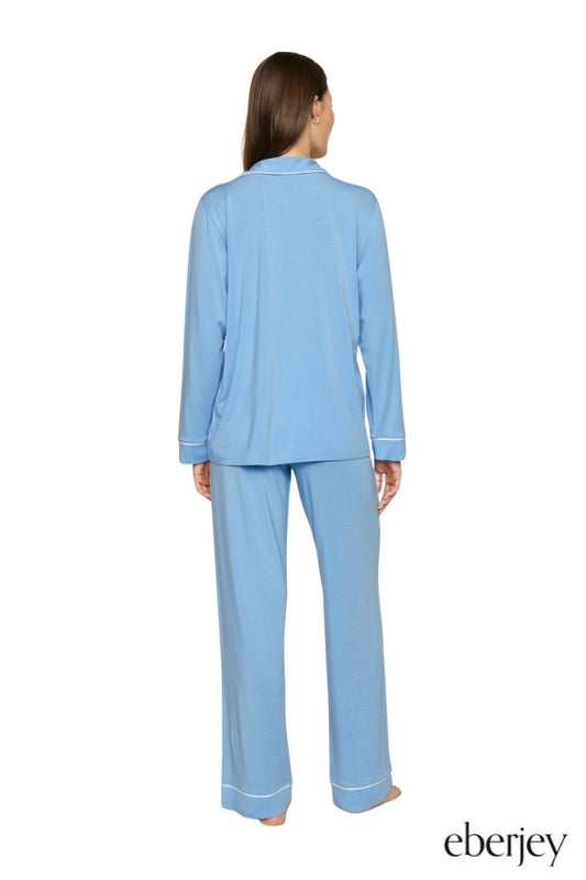Gisele TENCEL™ Modal Long PJ Set in Summer Blue/White