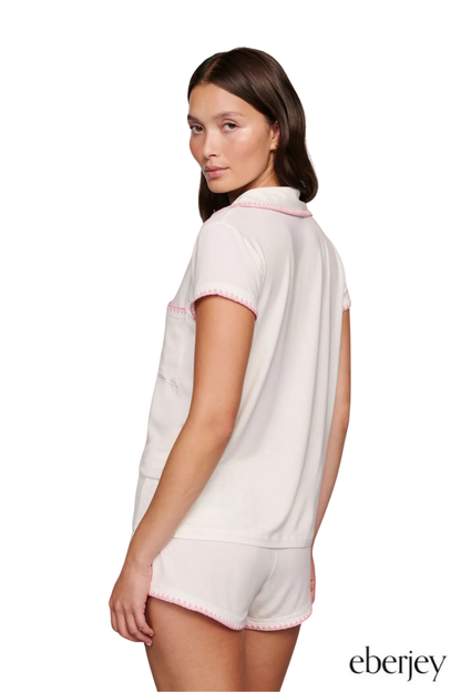 Frida Shortie PJ Set in Ivory/Pink Nectar