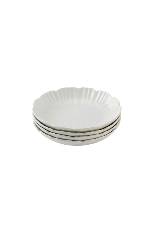 White Ruffle Edge Everything Bowl S/4