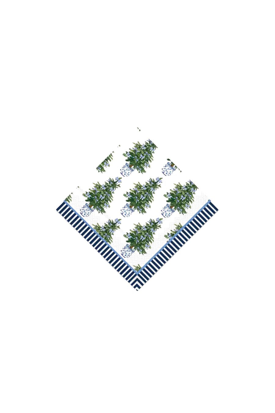 Paper Cocktail Napkins Blue Bows Christmas Trees