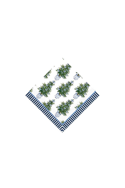 Paper Cocktail Napkins Blue Bows Christmas Trees