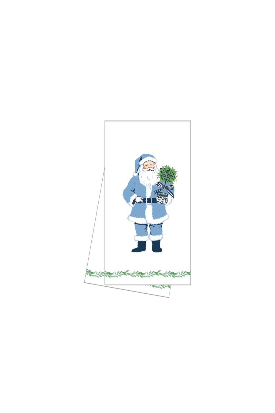 Cotton Tea Towel | Blue Santa Claus