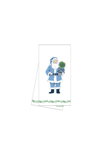 Cotton Tea Towel | Blue Santa Claus