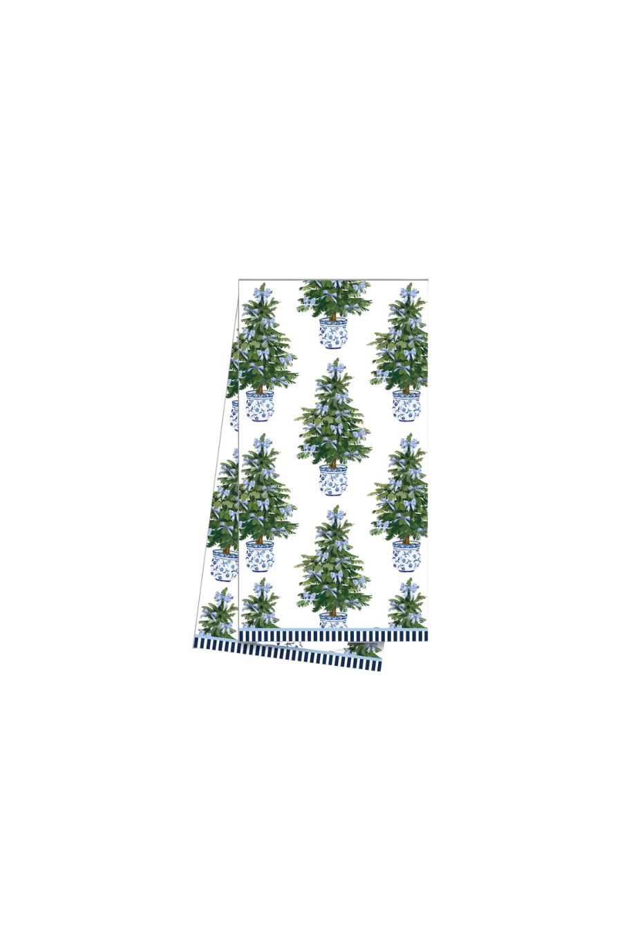 Cotton Tea Towel | Blue Bows Christmas Trees