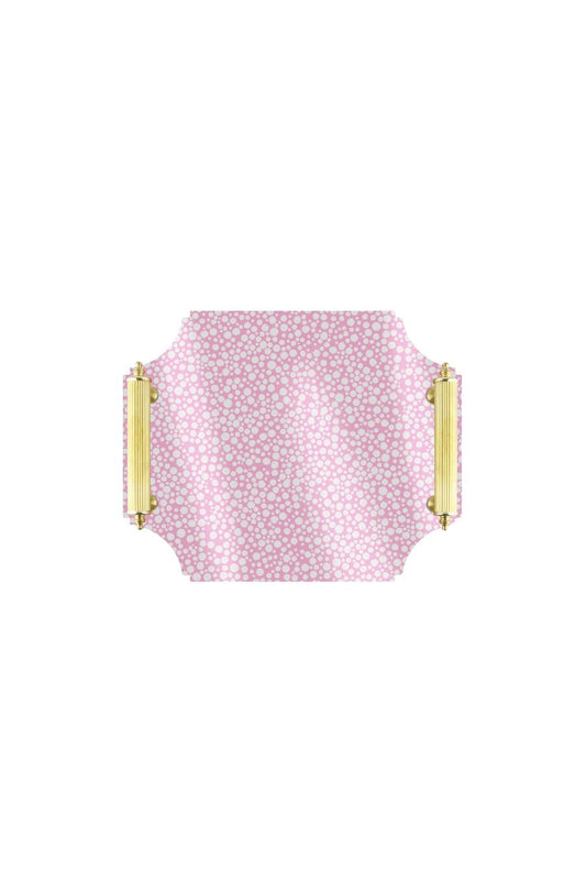 Acrylic Tray in Pink Dot World with Brass Handles