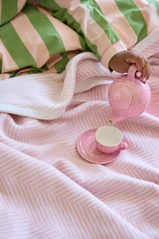 Harborview Herringbone Blush Blanket