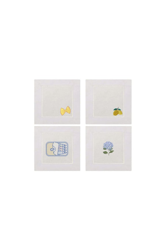 Italian Summer Embroidered Cocktail Napkins S/4