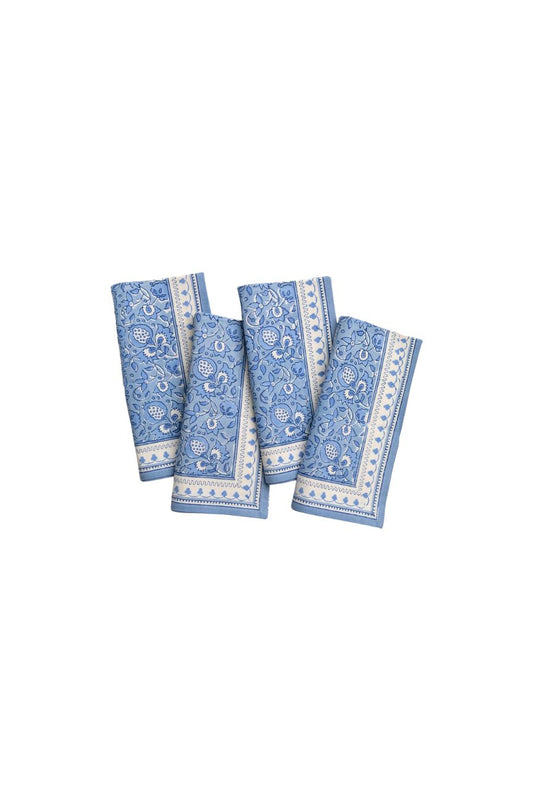 Pom Fan Flower Blue & White Napkin | Set of 4