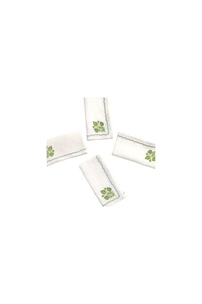 Pomegranate Trio Green Linen Napkin | Set of 4