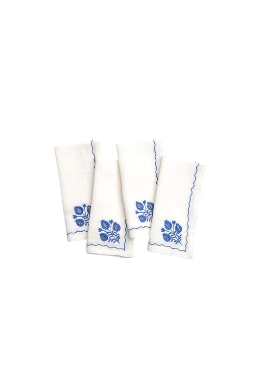 Pomegranate Trio Cobalt Linen Napkin | Set of 4