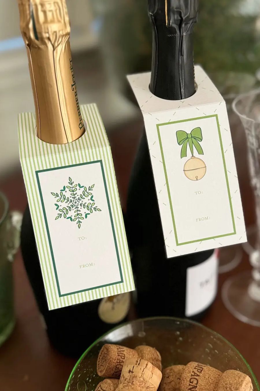 Cheers Navy Ribbon Wine Tags