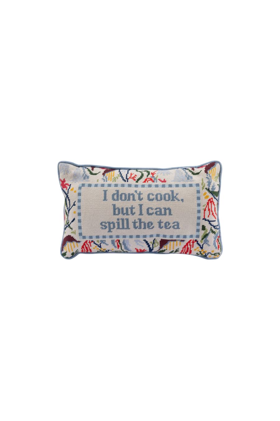 Spill The Tea Needlepoint Pillow