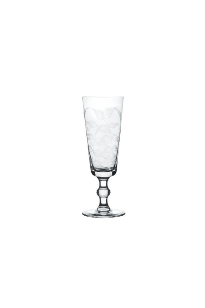 Crystal Champagne Flutes with Fern Design S/2