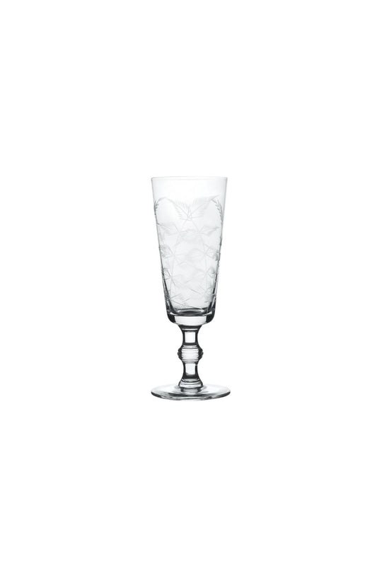 Crystal Champagne Flutes with Fern Design S/2