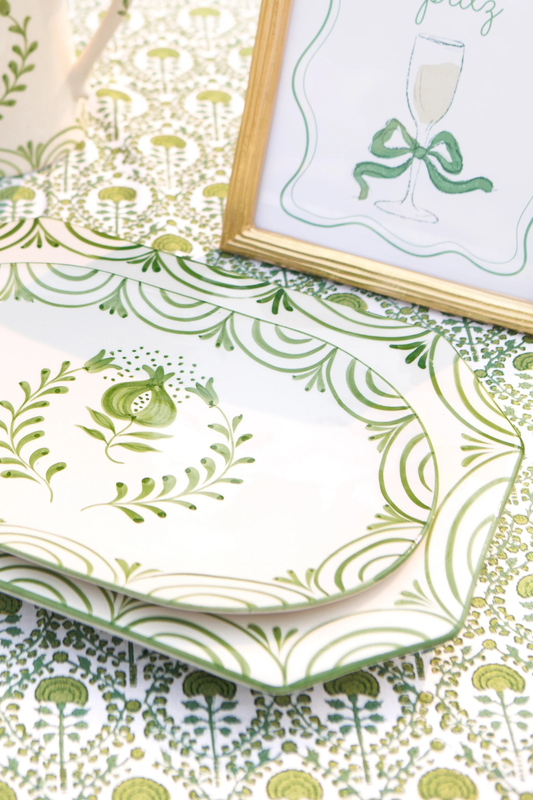 Crest Green Ceramic Serving Platter