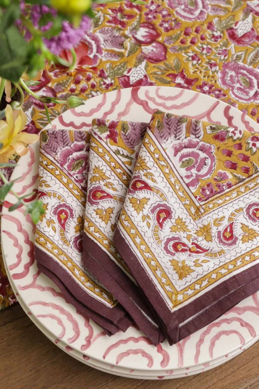 Pomegranate Garden Plum & Ochre Napkin | Set of 4