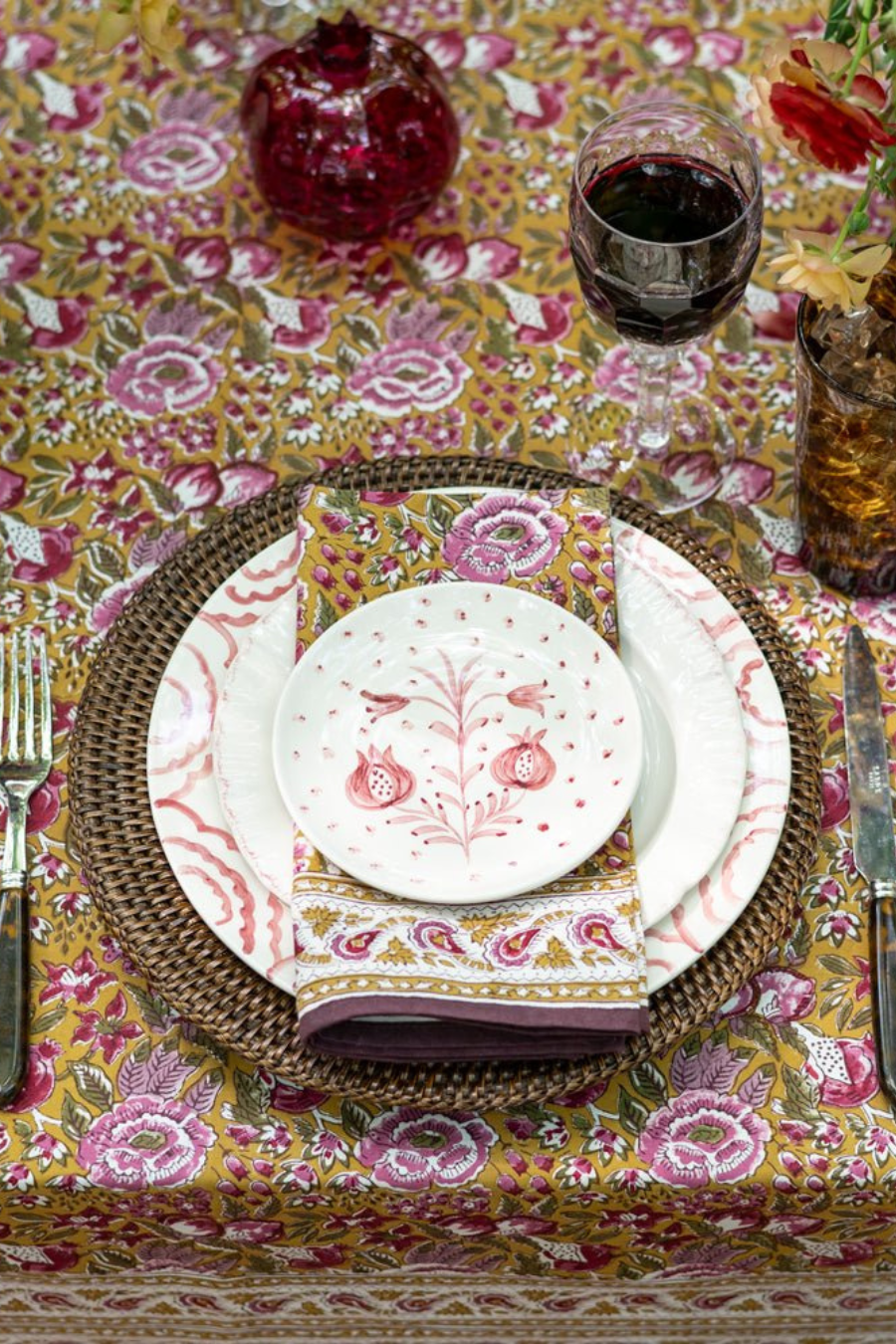 Pomegranate Garden Plum & Ochre Napkin | Set of 4