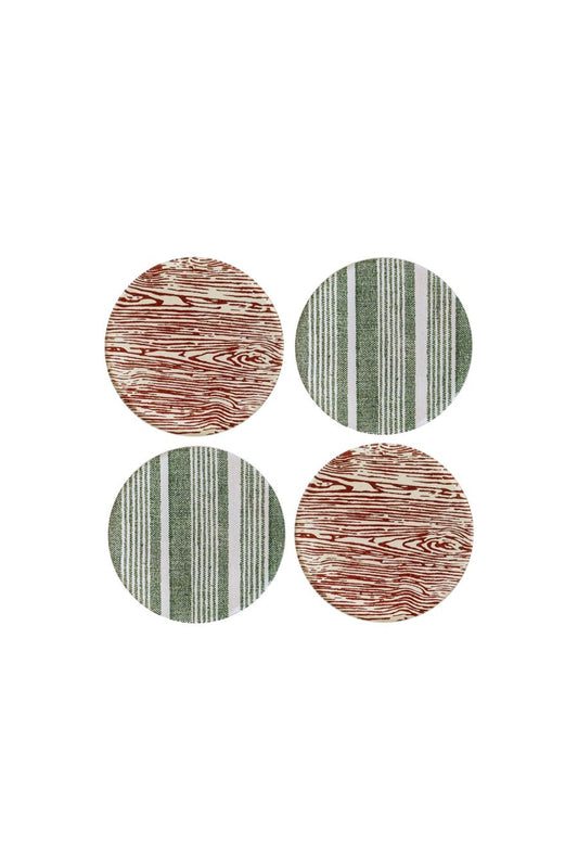 Green & Brown Coasters Set of 4