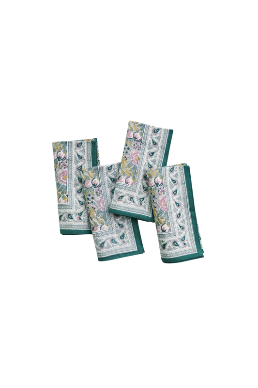 Pomegranate Garden Teal & Lilac Napkin | Set of 4