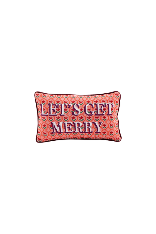 Let's Get Merry Needlepoint Pillow