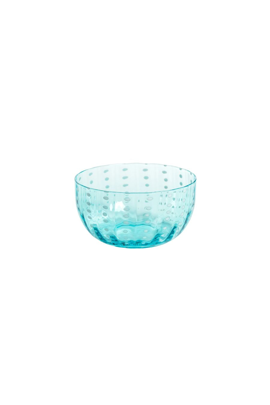 Portofino White Dot Condiment Glass Bowl in Aqua Blue
