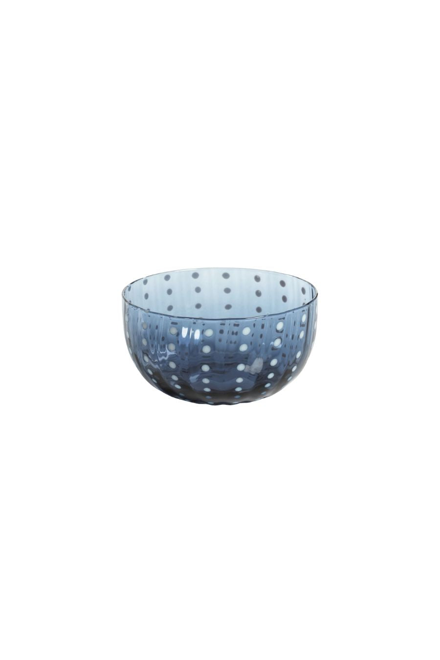 Portofino White Dot Condiment Glass Bowl in Dark Blue
