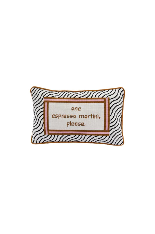 Espresso Martini Needlepoint Pillow