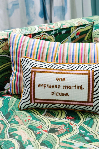 Espresso Martini Needlepoint Pillow