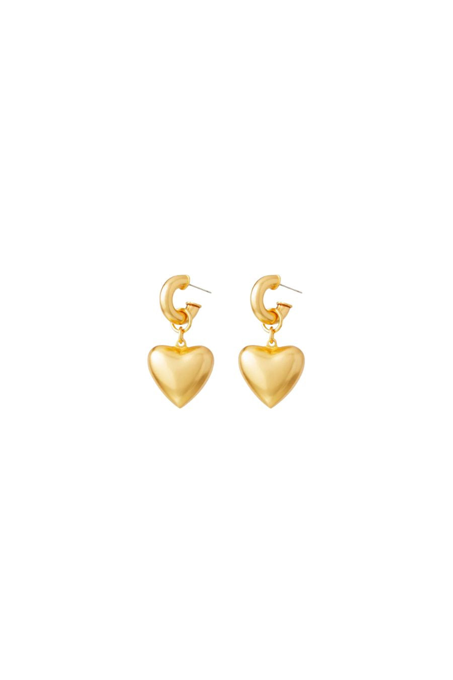 The Puffy Heart Gold Earrings