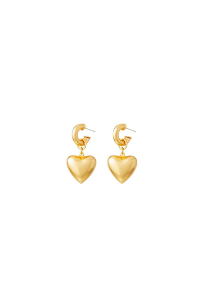 The Puffy Heart Gold Earrings