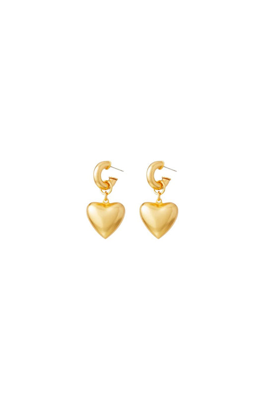 The Puffy Heart Gold Earrings