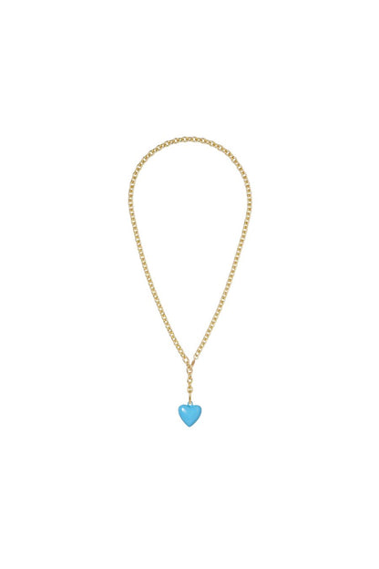 The Mini Puffy Heart Charm Necklace in Cloud