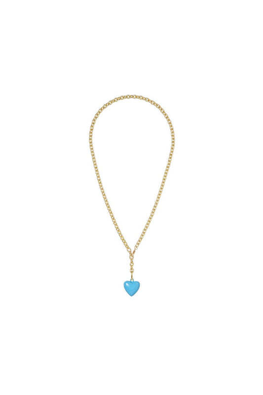 The Mini Puffy Heart Charm Necklace in Cloud