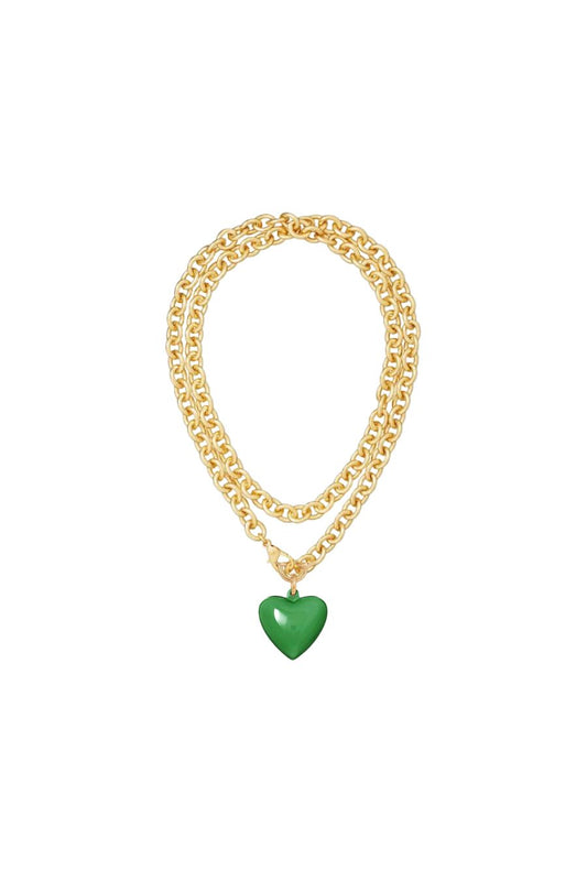 The Puffy Heart Necklace in Forest