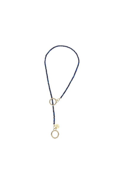 Diamond Cut Lapis Lariat Beaded Necklace