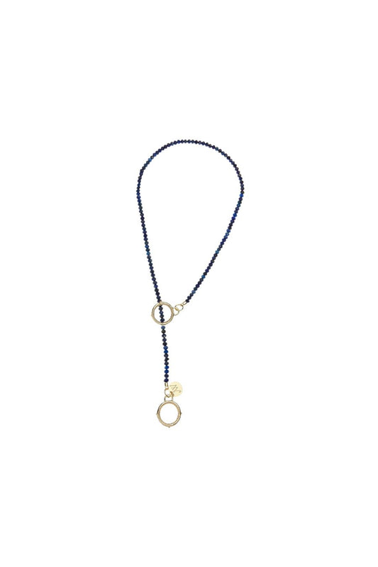Diamond Cut Lapis Lariat Beaded Necklace
