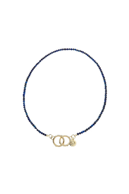 Diamond Cut Lapis Lariat Beaded Necklace