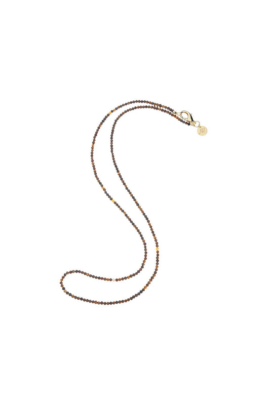 Double Wrapped Diamond Cut Tiger's Eye Beaded Necklace