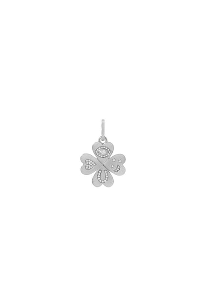 Good Luck Diamond Clover Hinged Charm in Sterling Silver
