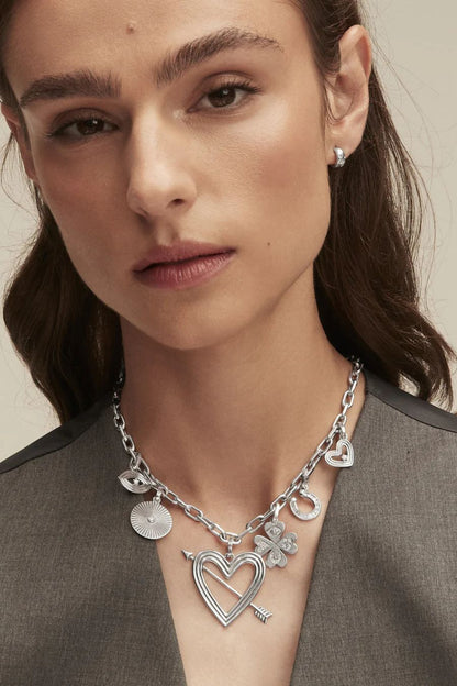 Good Luck Diamond Clover Hinged Charm in Sterling Silver