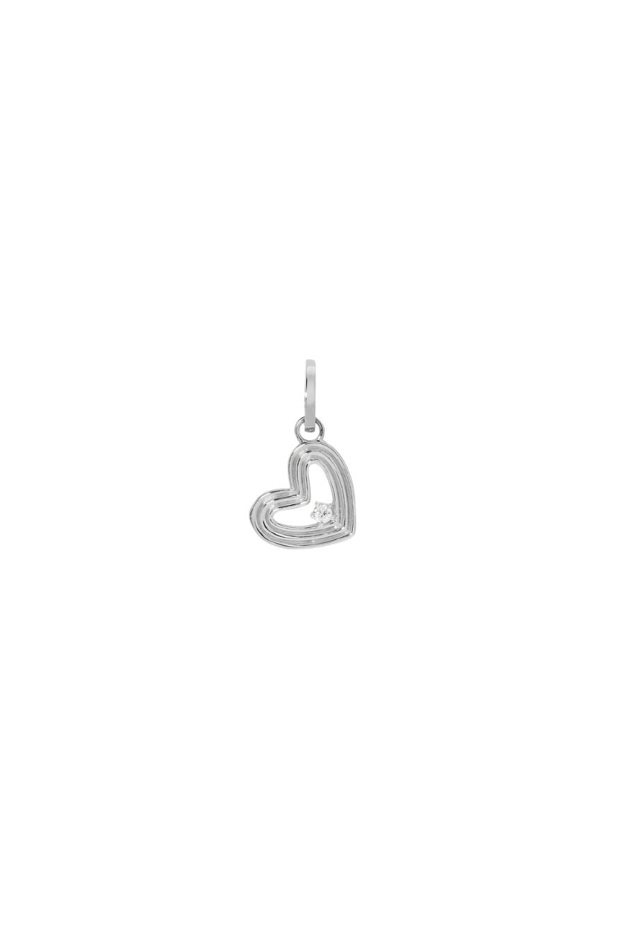 Groovy Diamond Heart Hinged Charm in Sterling Silver