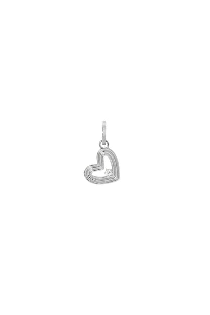 Groovy Diamond Heart Hinged Charm in Sterling Silver
