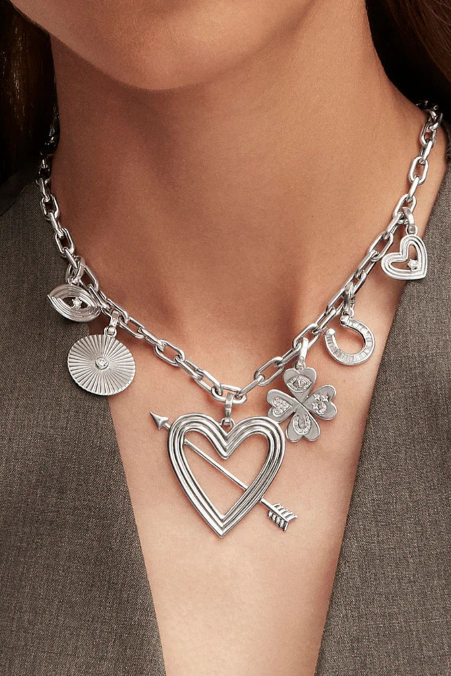 Baguette Horseshoe Hinged Charm in Sterling Silver