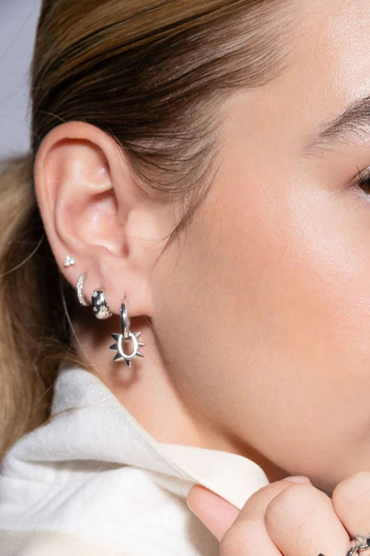 Celestial Diamonds Wide Huggie Hoops-Slv