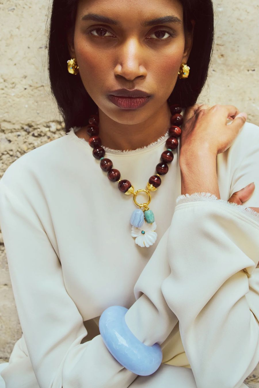 Arc Cuff in Marbled Blue Lace