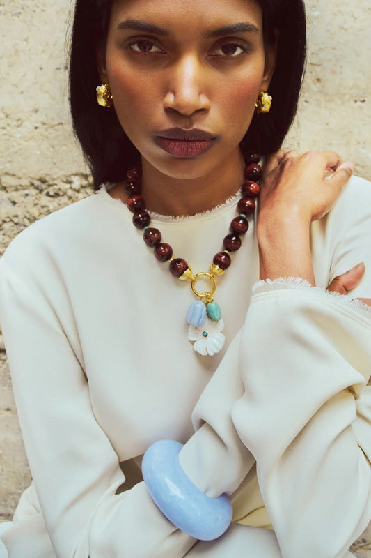 Arc Cuff in Marbled Blue Lace
